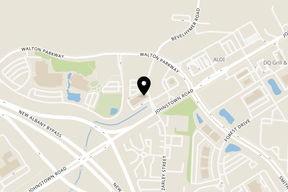 Map showing the location of Blue Agave on 9745 Johnstown Rd in New Albany